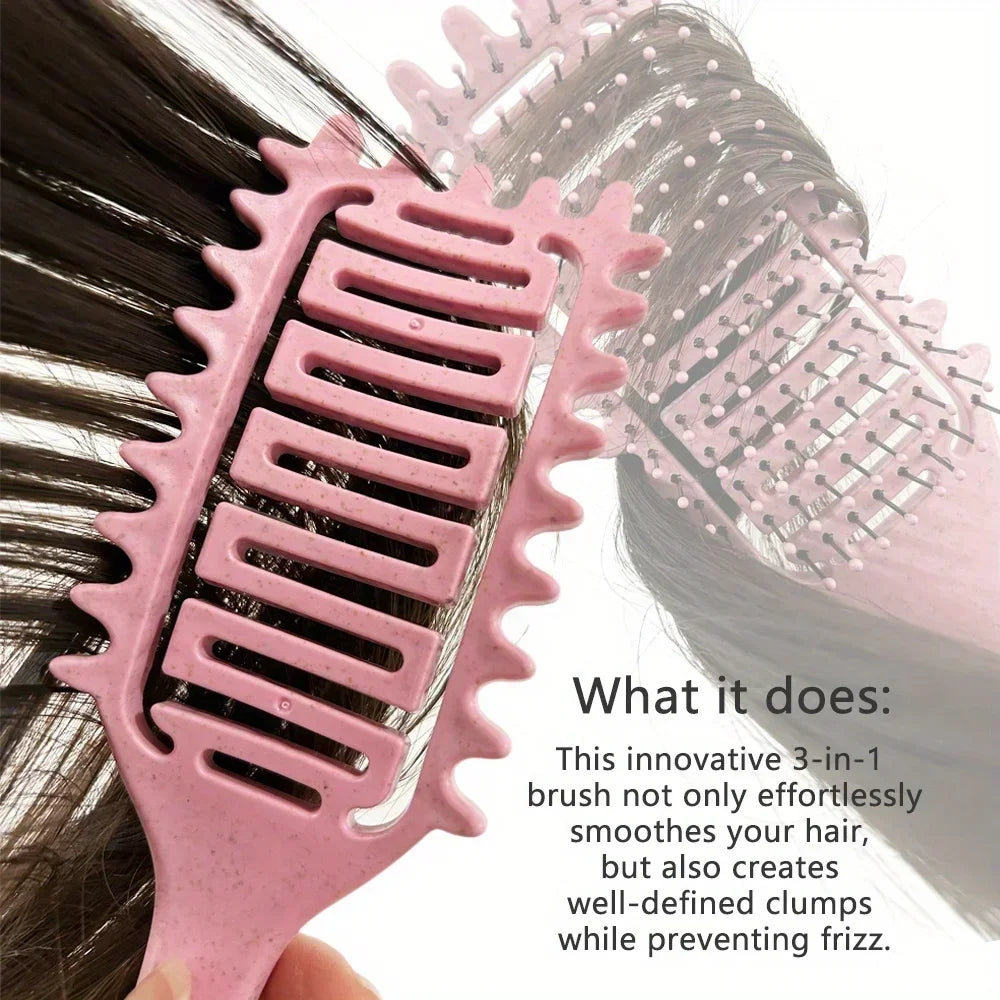 3 en 1 Curl Define Styling Brush Hollow Out Detangling Hair Brush Tangled Hair Comb Shaping Define Curls Barber Styling Tools