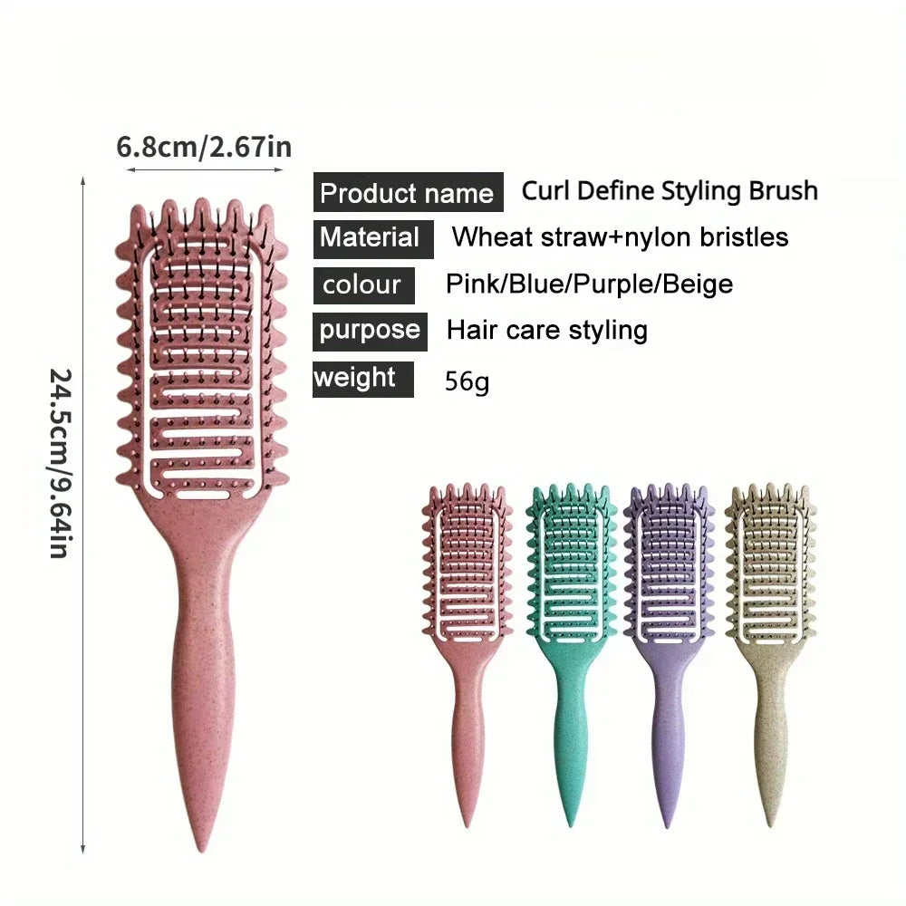 3 en 1 Curl Define Styling Brush Hollow Out Detangling Hair Brush Tangled Hair Comb Shaping Define Curls Barber Styling Tools