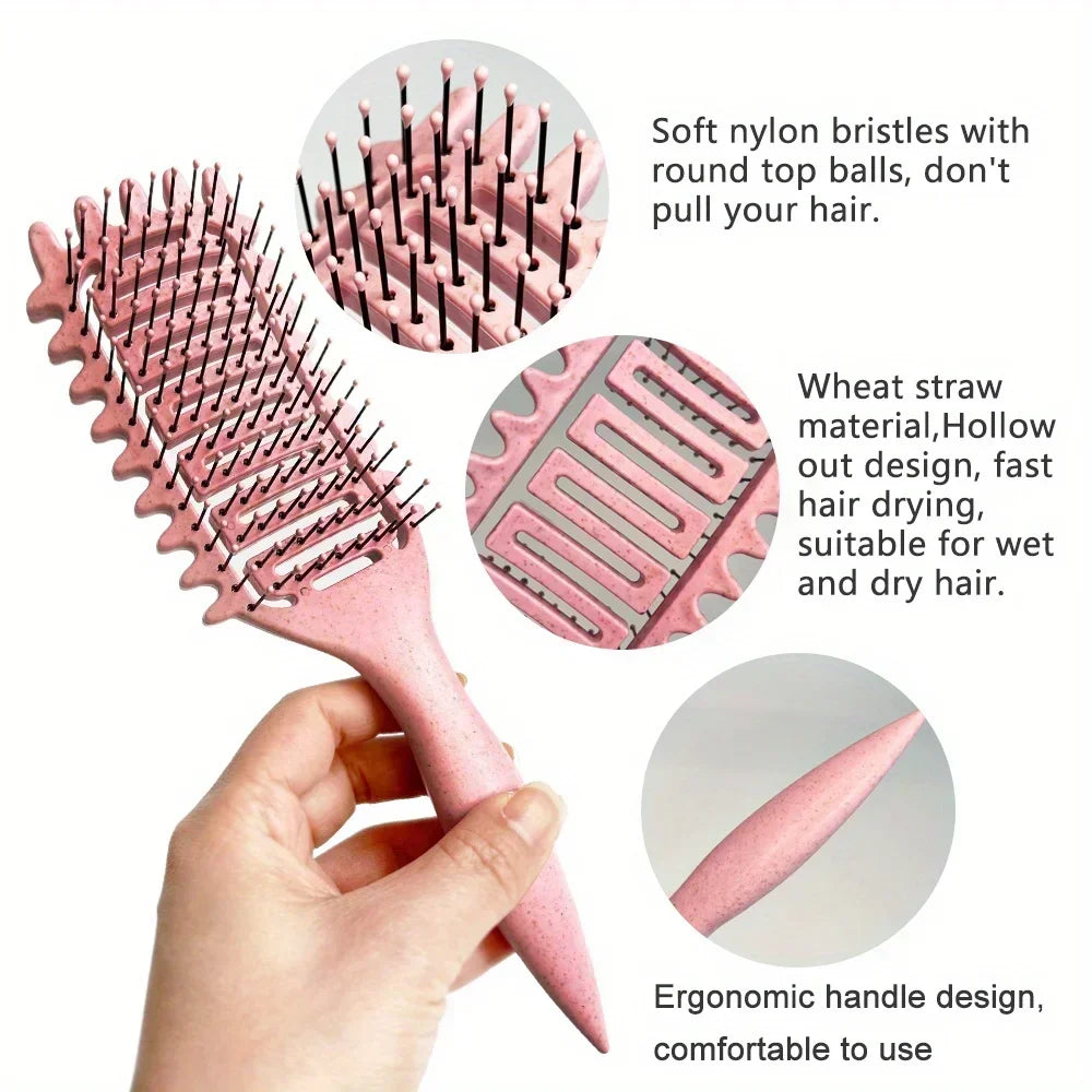 3 en 1 Curl Define Styling Brush Hollow Out Detangling Hair Brush Tangled Hair Comb Shaping Define Curls Barber Styling Tools