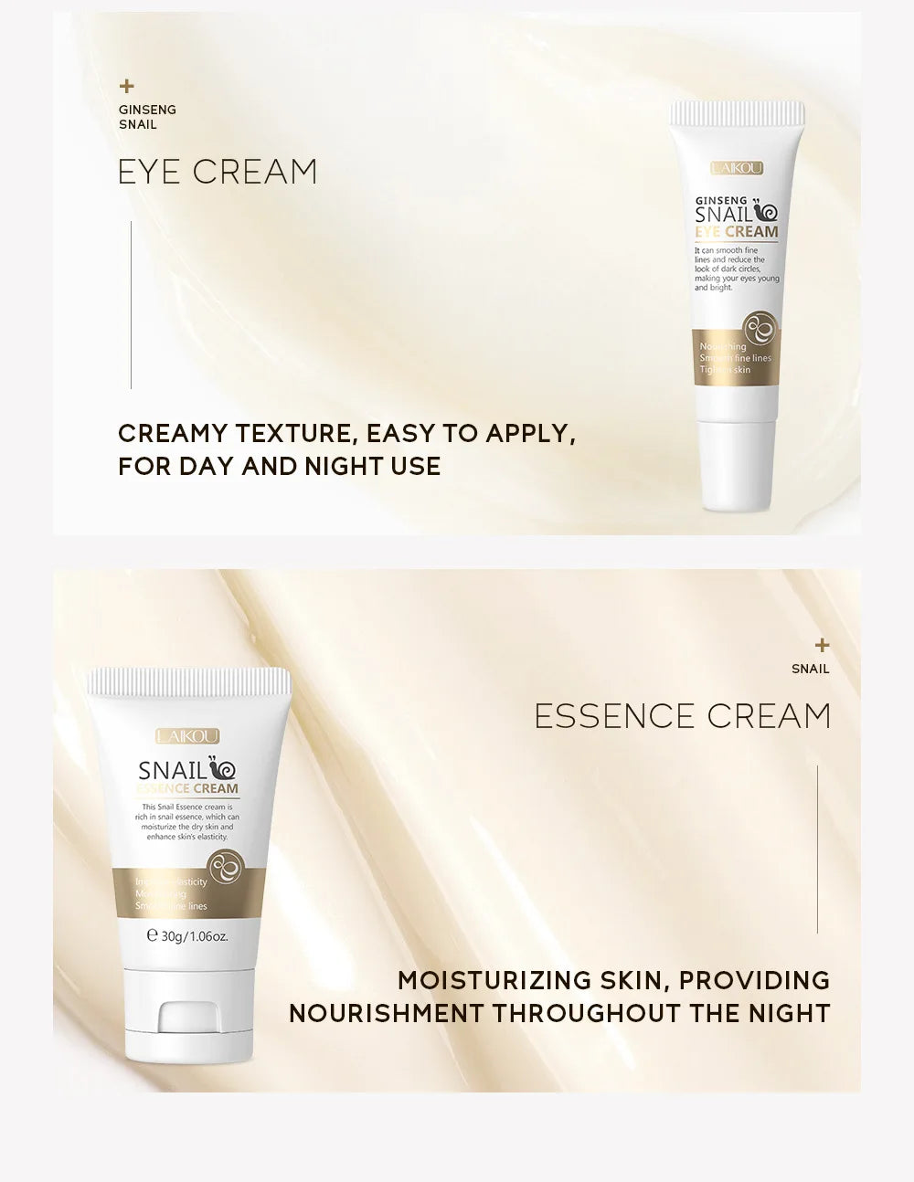 3pcs/set LAIKOU Vitamine C 24K Golden Sakura Ensembles de soins de la peau Crème pour le visage Sérum Crème pour les yeux Kit de soins du visage anti-rides