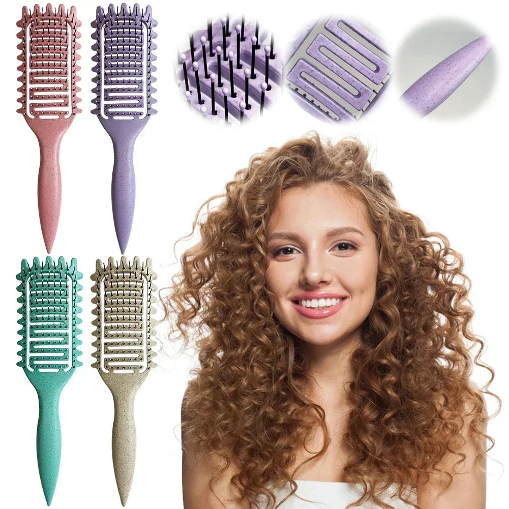 3 en 1 Curl Define Styling Brush Hollow Out Detangling Hair Brush Tangled Hair Comb Shaping Define Curls Barber Styling Tools