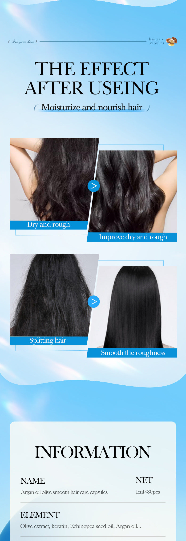 Magic Hair Vitamin Capsule Keratin Oil Fast Restore Hair Soft Smooth Shiny Deep Moisturizer Frizzy Dry Scalp Hair Care Products
